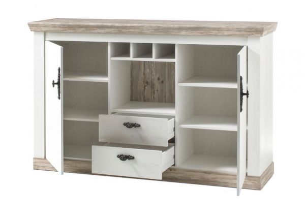 Sideboard Rovola in Pinie wei� / Oslo Pinie Landhaus Kommode 168 x 104 cm