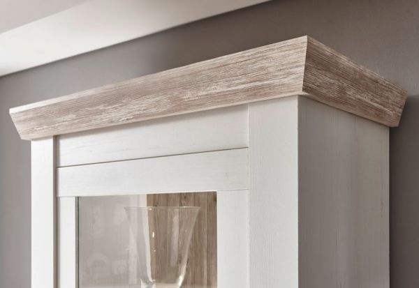Highboard Rovola in Pinie wei� / Oslo Pinie Landhaus Kommode 140 x 146 cm Anrichte