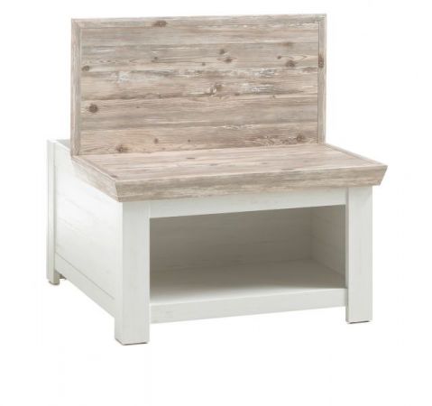 Couchtisch Rovola in Pinie wei� / Oslo Pinie Landhaus Beistelltisch mit Truhe und Ablage 86 x 86 cm quadratisch