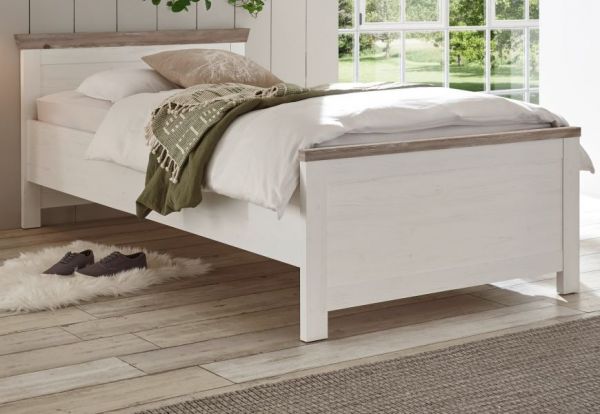 Bett Rovola in Pinie wei� / Oslo Pinie Landhaus Einzelbett Liegefl�che 100 x 200 cm