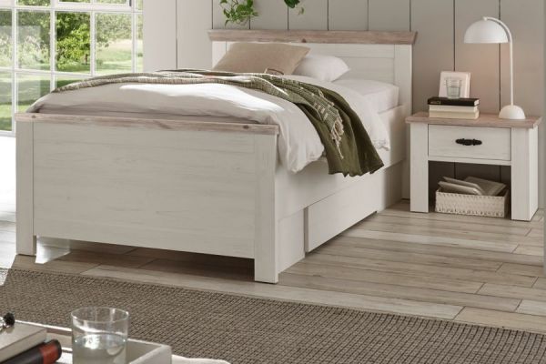 Bett Rovola in Pinie wei� / Oslo Pinie Landhaus Einzelbett Liegefl�che 100 x 200 cm