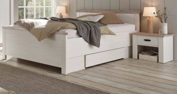 Bett Rovola in Pinie wei� / Oslo Pinie Landhaus Einzelbett Liegefl�che 140 x 200 cm