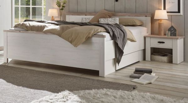 Bett Rovola in Pinie wei� / Oslo Pinie Landhaus Doppelbett Liegefl�che 180 x 200 cm