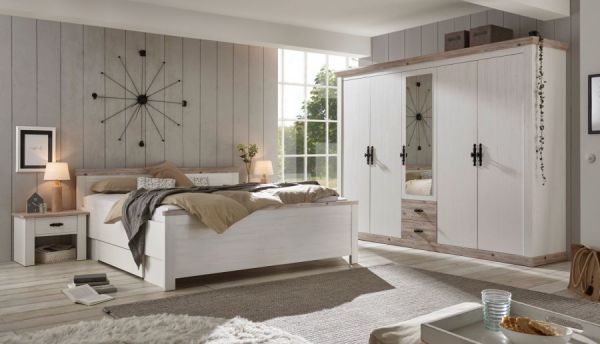 Bett Rovola in Pinie wei� / Oslo Pinie Landhaus Doppelbett Liegefl�che 180 x 200 cm