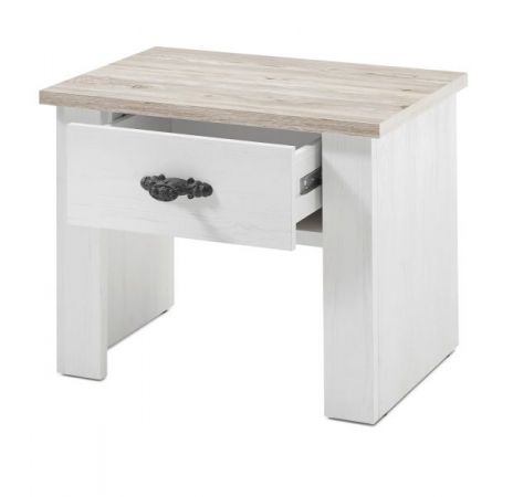 Nachttisch Rovola in Pinie wei� / Oslo Pinie Landhaus Nachtkommode 58 x 45 cm