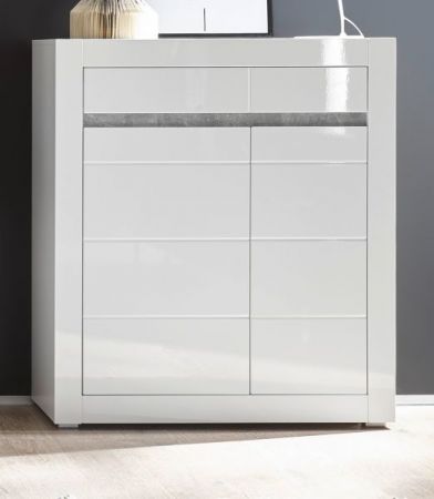 Kommode Nobile in wei� Hochglanz und Stone Design grau 100 x 112 cm