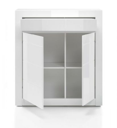 Kommode Nobile in wei� Hochglanz und Stone Design grau 100 x 112 cm