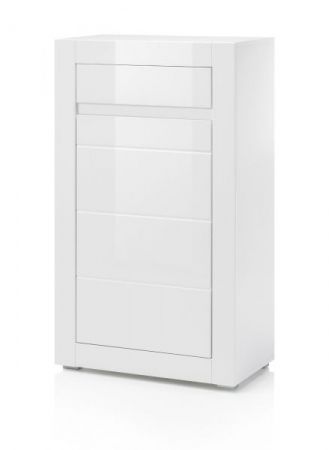 Kommode Nobile in Hochglanz wei� und Stone Design grau 66 x 112 cm
