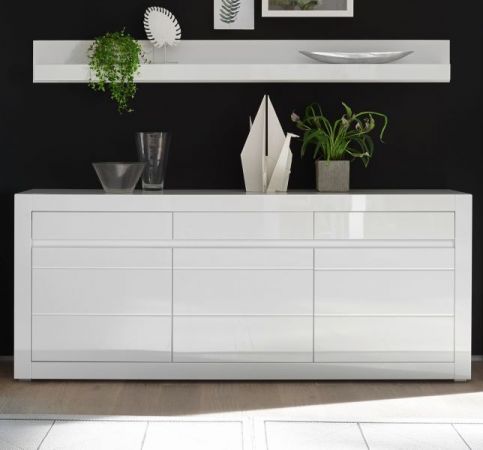 Wandboard Nobile in wei� Hochglanz Wandregal 217 x 22 cm