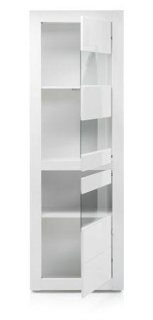 Wohnwand Nobile in Hochglanz wei� und Stone Design grau Anbauwand 4-teilig 302 x 198 cm