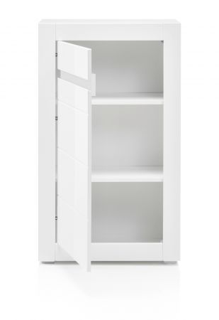 Wohnwand Nobile in Hochglanz wei� und Stone Design grau Anbauwand 4-teilig 302 x 198 cm