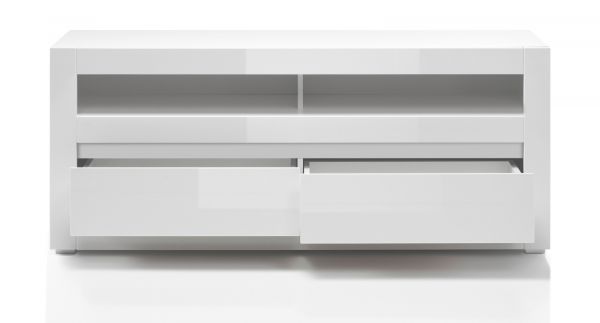 Wohnwand Nobile in Hochglanz wei� und Stone Design grau Anbauwand 4-teilig 302 x 198 cm