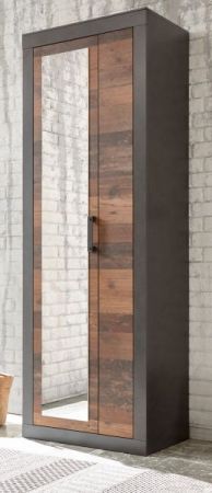 Garderobenschrank Ward in Old Used Wood Shabby Design mit Matera grau Garderobe oder gro�er Schuhschrank 65 x 201 cm