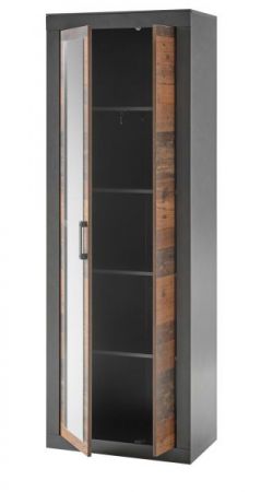Garderobenschrank Ward in Old Used Wood Shabby Design mit Matera grau Garderobe oder gro�er Schuhschrank 65 x 201 cm