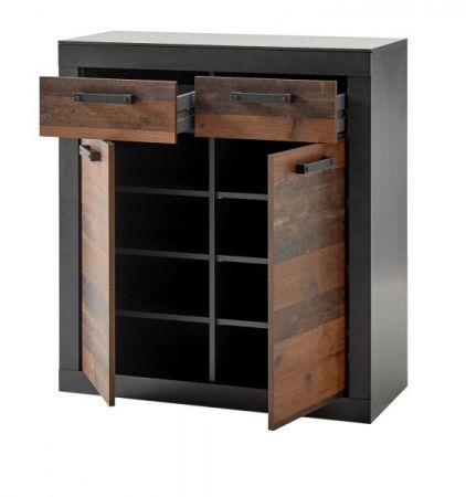 Kommode Ward in Old Used Wood Shabby Design mit Matera grau Schuhschrank 92 x 104 cm