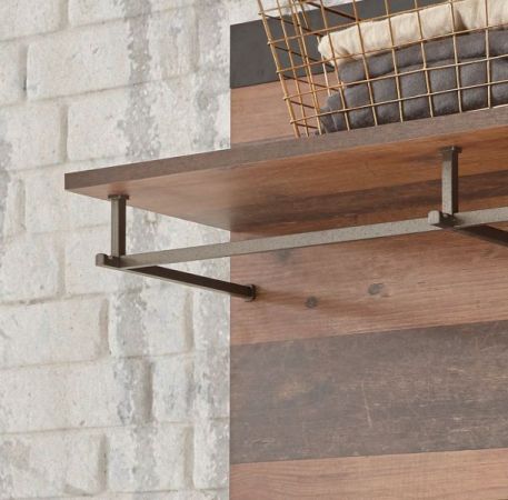 Garderobenpaneel Ward in Old Used Wood Shabby Design mit Matera grau Wandgarderobe 80 x 100 cm