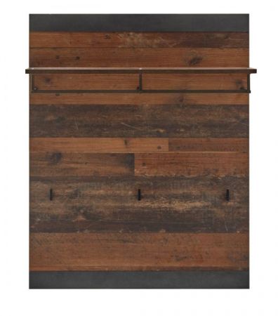 Garderobenpaneel Ward in Old Used Wood Shabby Design mit Matera grau Wandgarderobe 80 x 100 cm