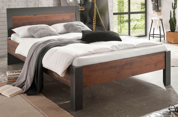 Bett Ward in Old Used Wood Shabby Design mit Matera grau Einzelbett Liegefl�che 140 x 200 cm