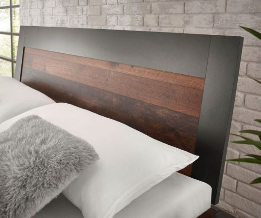 Bett Ward in Old Used Wood Shabby Design mit Matera grau Einzelbett Liegefl�che 140 x 200 cm