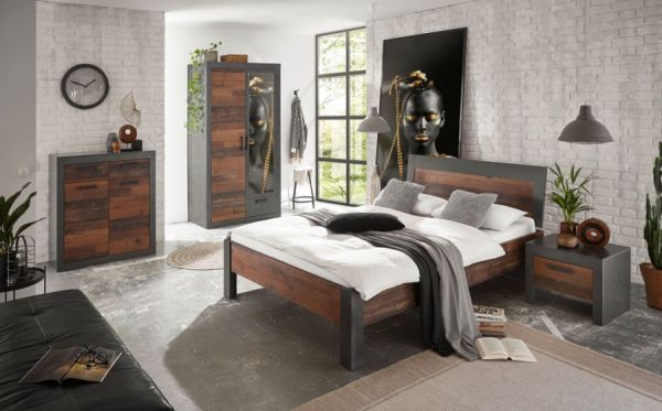 Kommode Ward in Old Used Wood Shabby Design mit Matera grau 92 x 104 cm