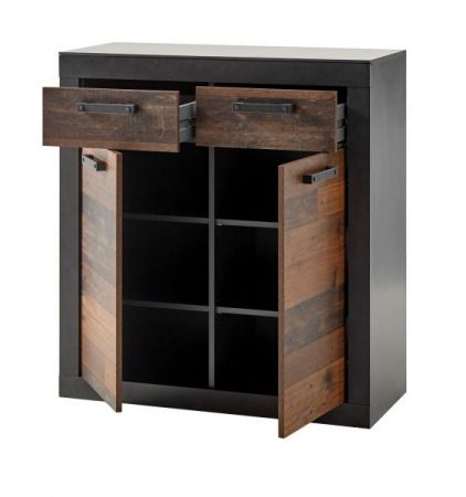 Kommode Ward in Old Used Wood Shabby Design mit Matera grau 92 x 104 cm