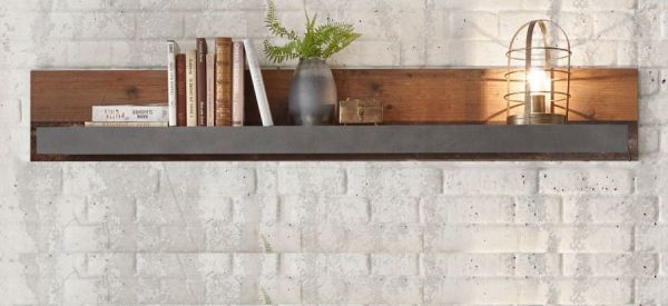 Wandboard Ward in Old Used Wood Shabby Design mit Matera grau Wandregal 153 x 23 cm
