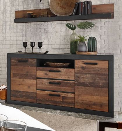 Wandboard Ward in Old Used Wood Shabby Design mit Matera grau Wandregal 153 x 23 cm