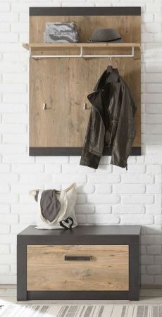 Garderobenpaneel Beveren in Kastanie und Fresco grau Flur Wandgarderobe 80 x 107 cm