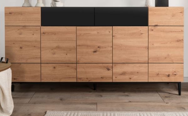 Sideboard Liam in Artisan Eiche und schwarz Anrichte 180 x 90 cm