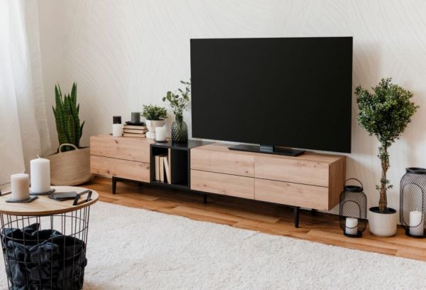TV-Lowboard Liam in Artisan Eiche und schwarz TV-Unterteil 195 x 48 cm
