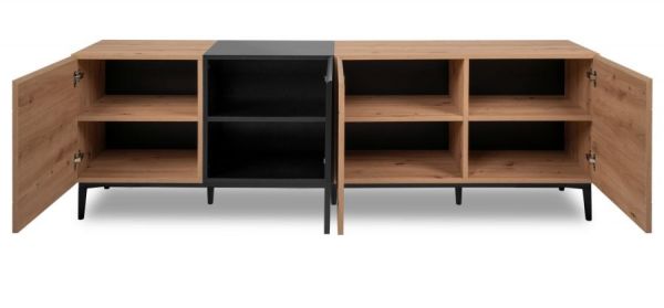 TV-Lowboard Liam in Artisan Eiche und schwarz TV-Unterteil 200 x 65 cm