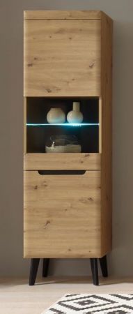 Vitrine Ronson in Artisan Eiche und schwarz Vitrinenschrank skandinavisch 53 x 197 cm