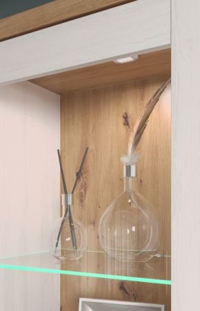 Vitrine Timber in Andersen Pinie wei� und Artisan Eiche Landhaus Vitrinenschrank 95 x 194 cm