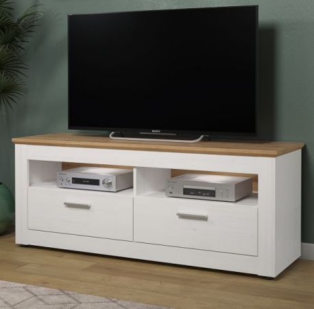 TV-Lowboard Timber in Andersen Pinie wei� und Artisan Eiche Landhaus TV-Unterteil mit Komforth�he 148 x 59 cm