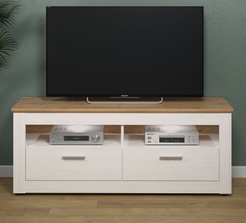 TV-Lowboard Timber in Andersen Pinie wei� und Artisan Eiche Landhaus TV-Unterteil mit Komforth�he 148 x 59 cm