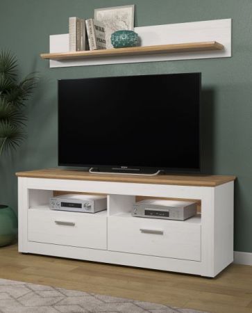 Wandboard Timber in Andersen Pinie wei� und Artisan Eiche Landhaus Wandregal 146 x 25 cm