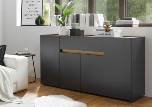 Sideboard Center in grau matt und Wotan Eiche Kommode 170 x 87 cm