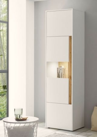 Vitrine Center in wei� und Wotan Eiche Vitrinenschrank 50 x 197 cm