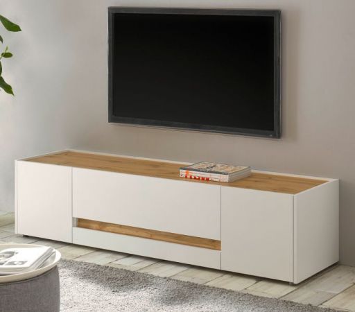 TV-Lowboard Center in wei� und Wotan Eiche TV-Unterteil 170 x 40 cm