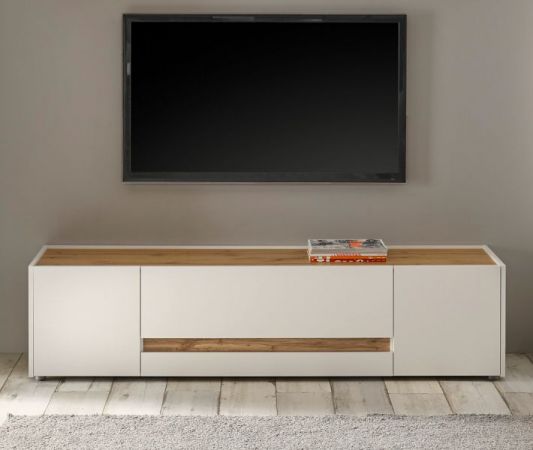 TV-Lowboard Center in wei� und Wotan Eiche TV-Unterteil 170 x 40 cm