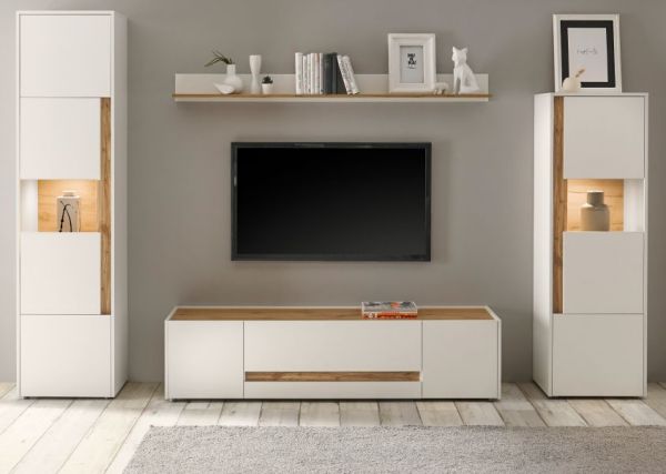 TV-Lowboard Center in wei� und Wotan Eiche TV-Unterteil 170 x 40 cm