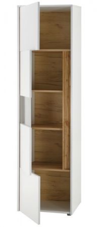 Wohnwand Center in wei� und Wotan Eiche Wohnkombination 5-teilig 330 x 197 cm