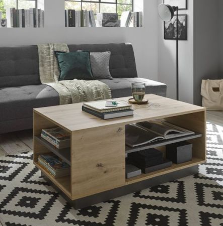 Couchtisch Louna in Eiche Artisan und Graphit grau Wohnzimmer Beistelltisch 100 x 60 cm
