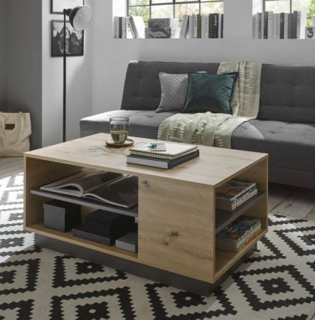 Couchtisch Louna in Eiche Artisan und Graphit grau Wohnzimmer Beistelltisch 100 x 60 cm