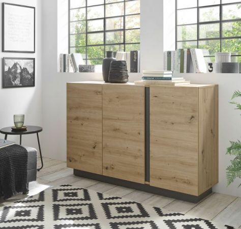 Sideboard Louna in Eiche Artisan und Graphit grau Kommode 138 x 91 cm