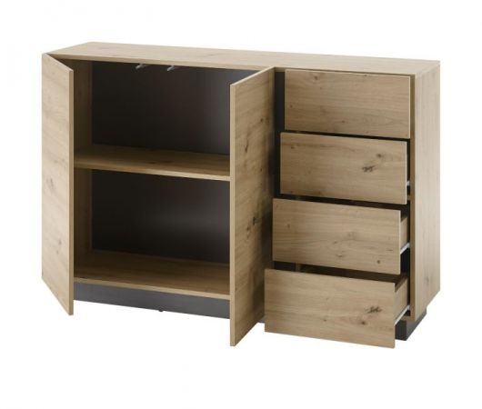 Sideboard Louna in Eiche Artisan und Graphit grau Kommode 138 x 91 cm