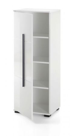 Badezimmer Midischrank Design-D in wei� Hochglanz Badm�bel Kommode 45 x 126 cm