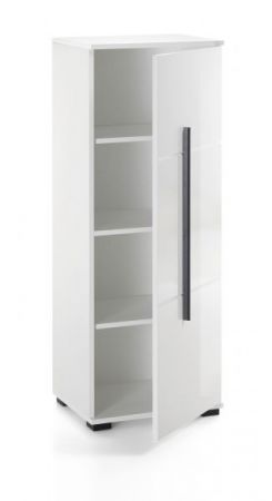 Badezimmer Midischrank Design-D in wei� Hochglanz Badm�bel Kommode 45 x 126 cm