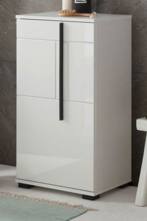 Badezimmer Kommode Design-D in wei� Hochglanz Badschrank 45 x 87 cm Unterschrank