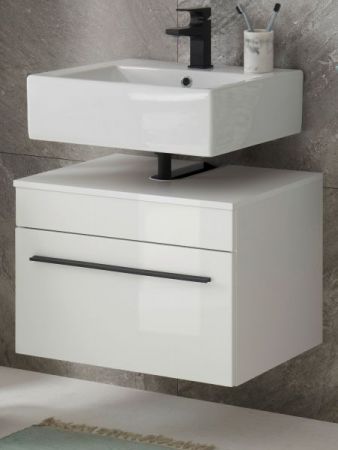 Waschbeckenunterschrank Design-D in wei� Hochglanz Badschrank h�ngend 60 x 44 cm